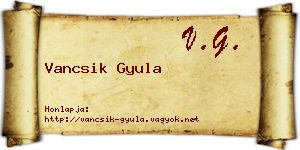 Vancsik Gyula névjegykártya